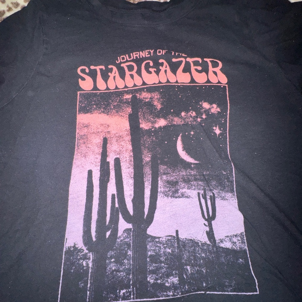 Stargazer Graphic Tee - Black with Pink/Purple Print